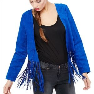 Missguided Faux Suede Fringe Hem Jacket